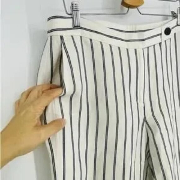 J Jill Pants 14 Striped Linen Blend Wide Leg Pants NWOT Nautical - Picture 4 of 6